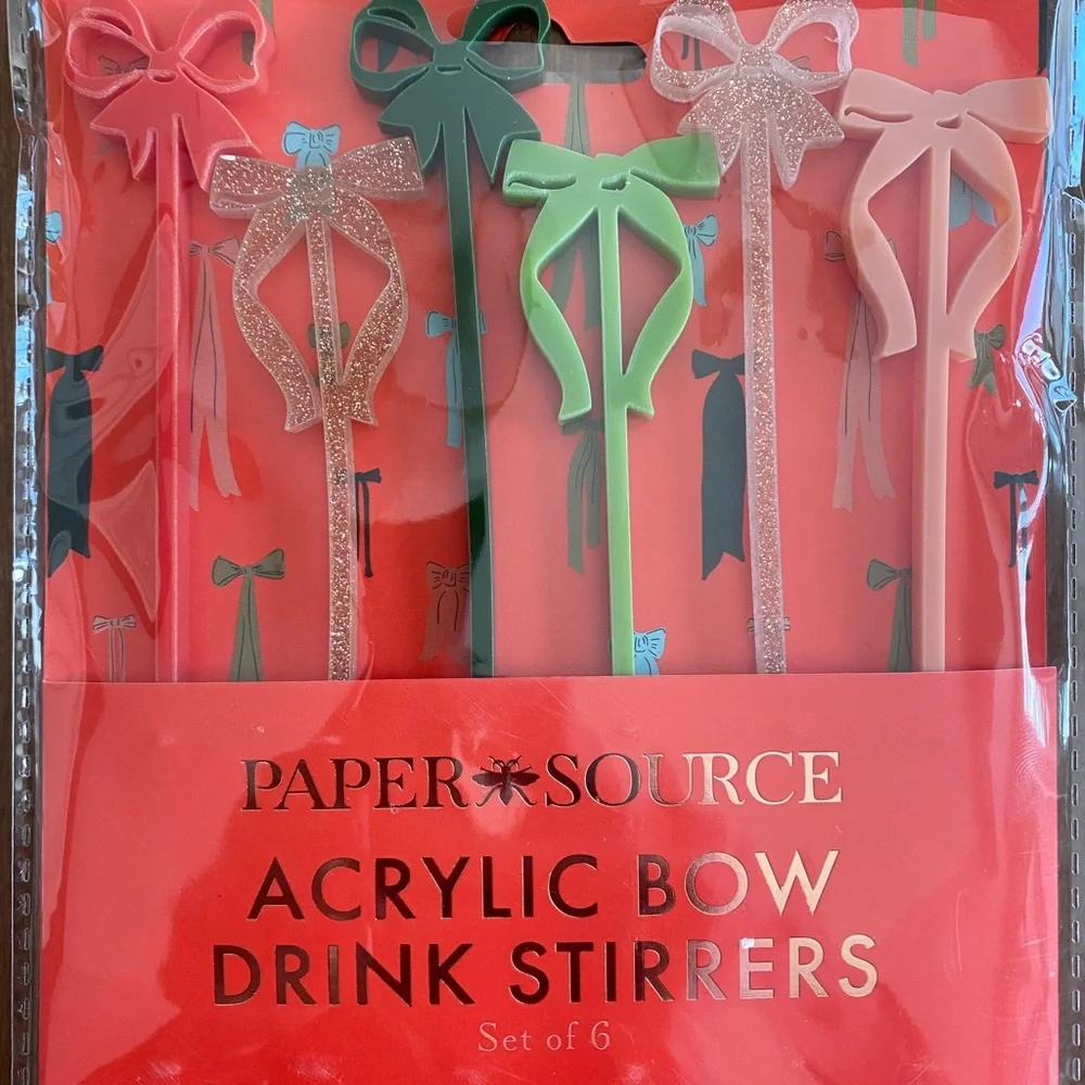 Paper Source Acrylic Bow Drink Stirrers (6) NWT